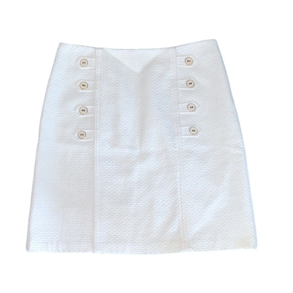 J. McLaughlin White Textured Enamel Button Detail Pencil Skirt - 8
